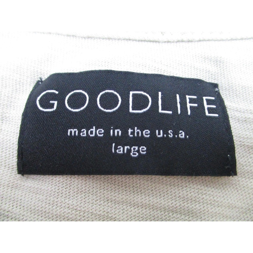 Goodlife Shirt Mens Large Beige Short Sleeve Henley Slub 100% Cotton Made in USA - Picture 4 of 9